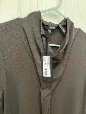 OSKA Kleid Valene Draped Bias Dress Brown Olive OS NWT $314 Retail